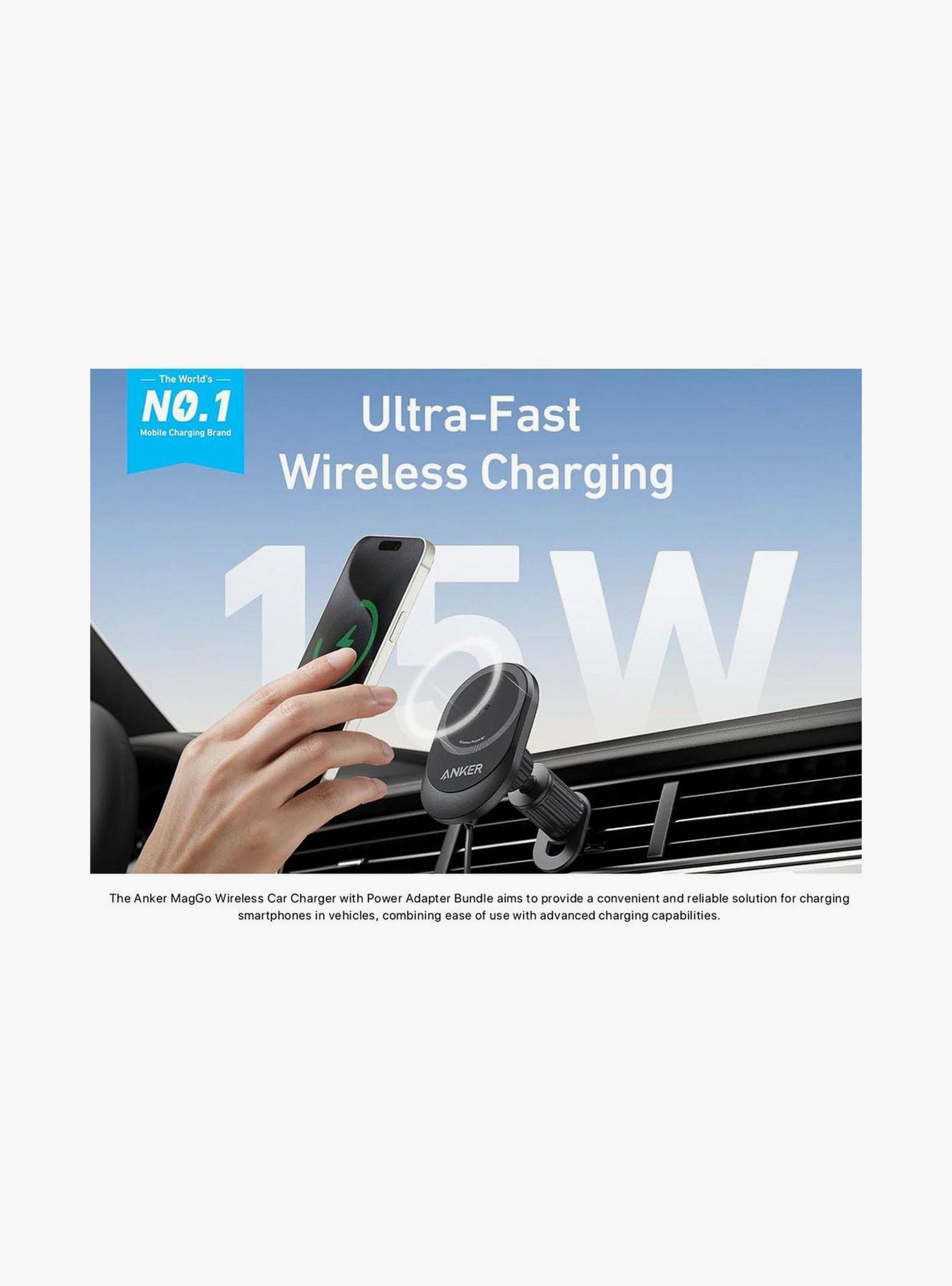 Anker MagGo 15W Wireless Car Charger – Black | UAECable Chargers & AdaptersUpgrade your drive with the Anker MagGo Wireless Car Charger (15W) – Black, designed for seamless fast charging on the road. Perfectly compatible with MagSafe-enabled iPhones, this